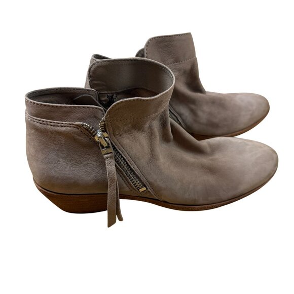Sam Edelman Packer Suede Booties 7.5M Taupe Leather Ankle Boots Zipper - Picture 6 of 11